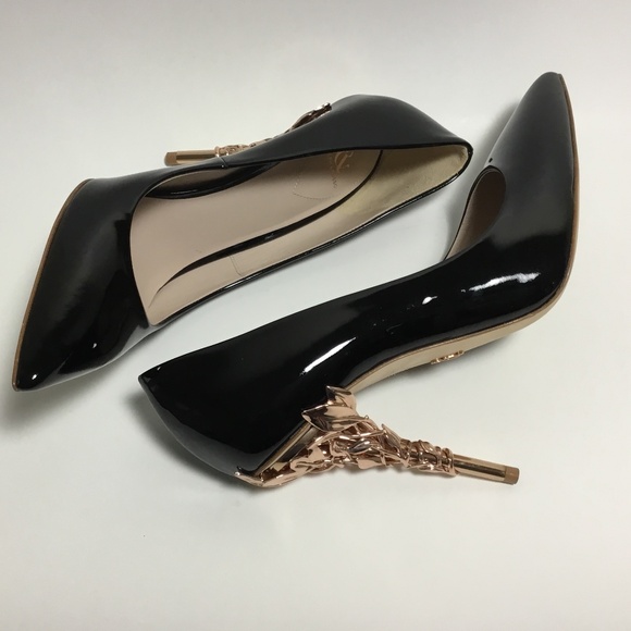 RALPH & RUSSO BLACK PATENT LEATHER EDEN PUMP SHOES - Picture 4 of 7